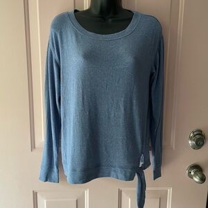 J. By J Crew Light Blue Long Sleeve Soft Sweater With Tie On Bottom- Size Small